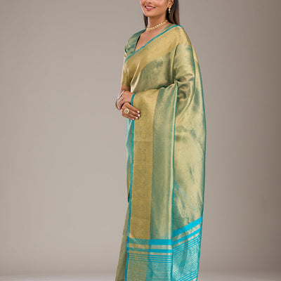 Sea Green Zariwork Tissue Saree