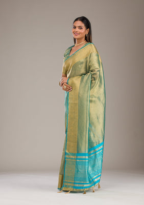 Sea Green Zariwork Tissue Saree