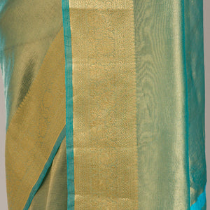 Sea Green Zariwork Tissue Saree