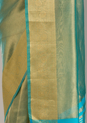Sea Green Zariwork Tissue Saree