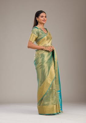 Sea Green Zariwork Tissue Saree