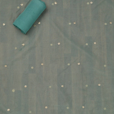 Sky Blue Zariwork Semi Crepe Unstitched Salwar Suit