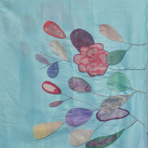 Sky Blue Printed Tissue Saree