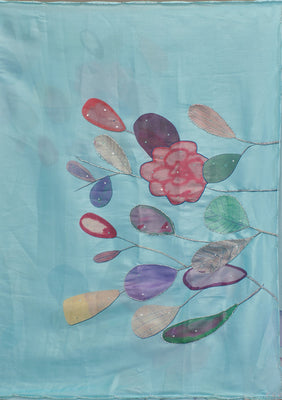 Sky Blue Printed Tissue Saree