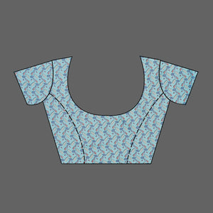 Sky Blue Printed Tissue Saree