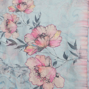 Sky Blue Printed Tissue Saree