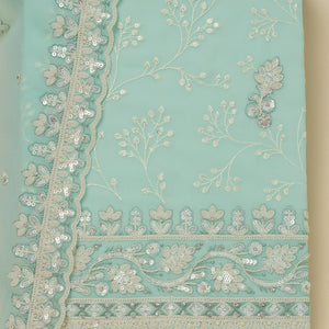 Sky Blue Sequins Georgette Unstitched Salwar Suit