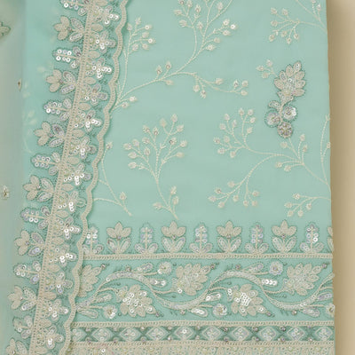 Sky Blue Sequins Georgette Unstitched Salwar Suit
