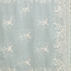 Sky Blue Sequins Tissue Saree