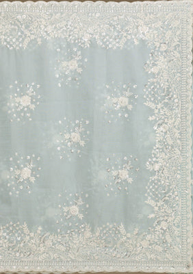 Sky Blue Sequins Tissue Saree