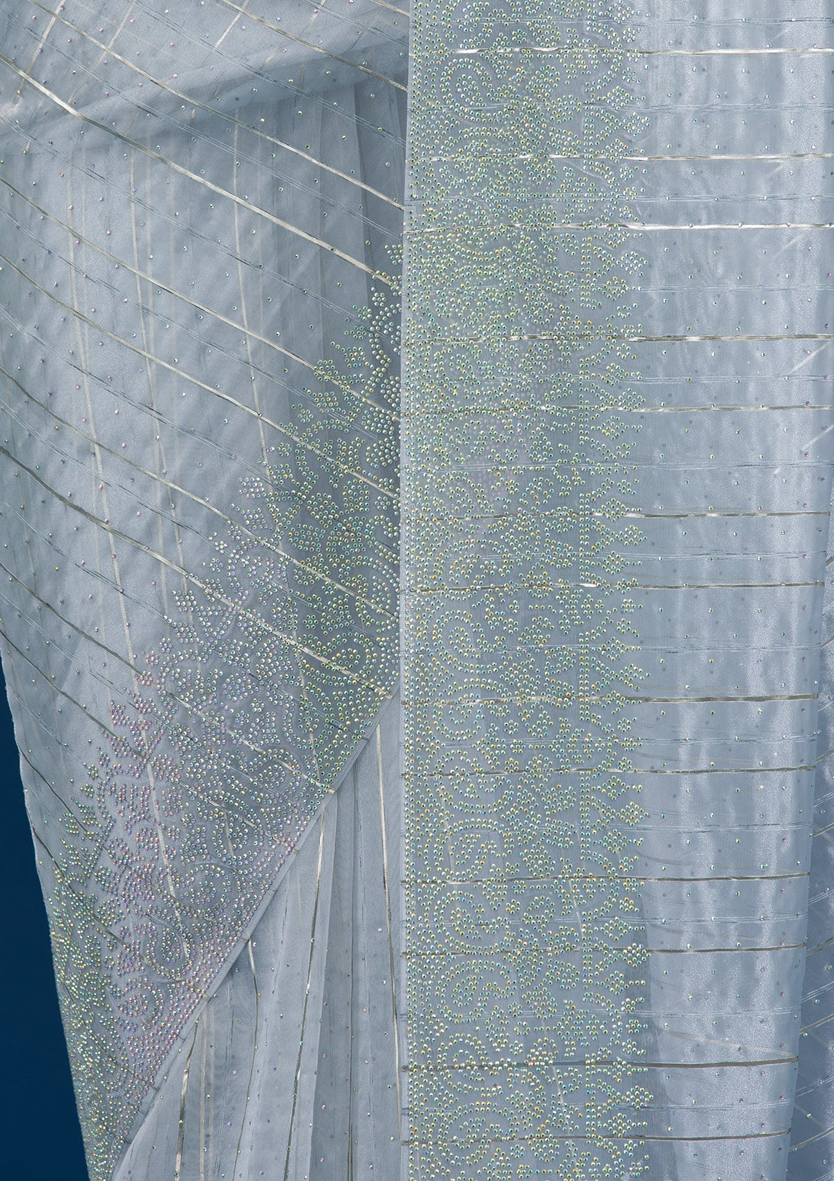 Sky Blue Stonework Tissue Saree