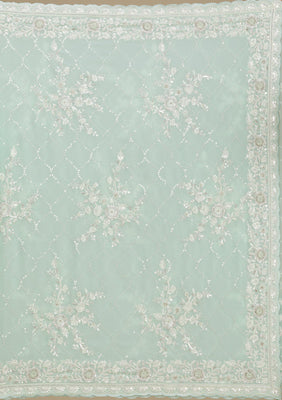 Sky Blue Threadwork Chiffon Saree