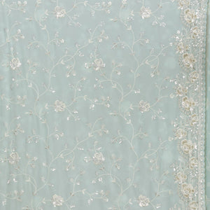 Sky Blue Threadwork Georgette Saree