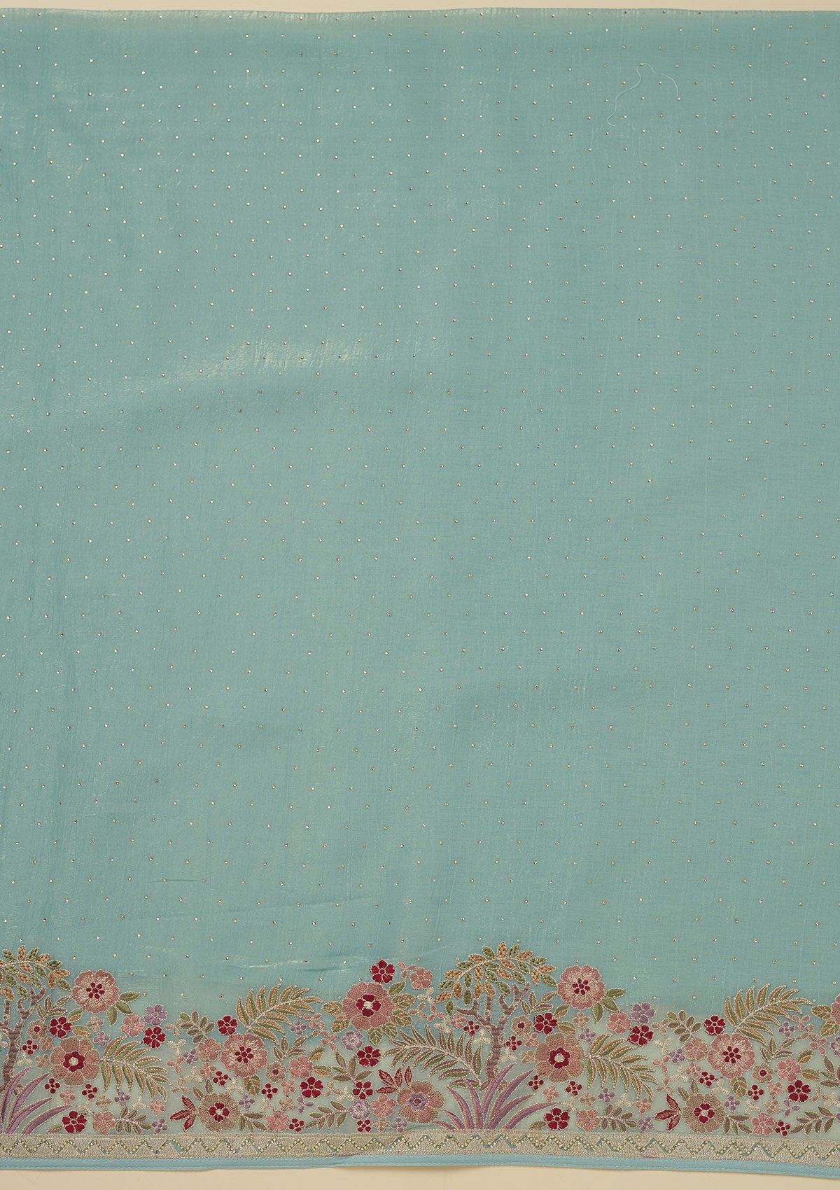 Sky Blue Threadwork Tissue Unstitched Salwar Suit