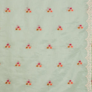 Sky Blue Threadwork Tissue Saree
