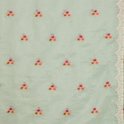 Sky Blue Threadwork Tissue Saree
