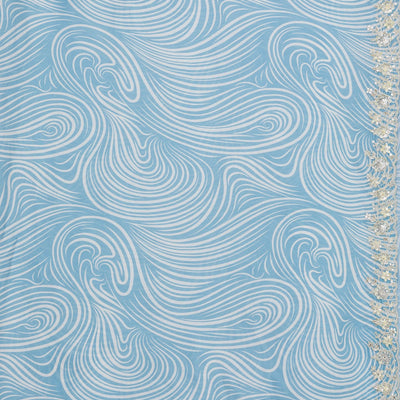 Sky Blue Zariwork Georgette Saree