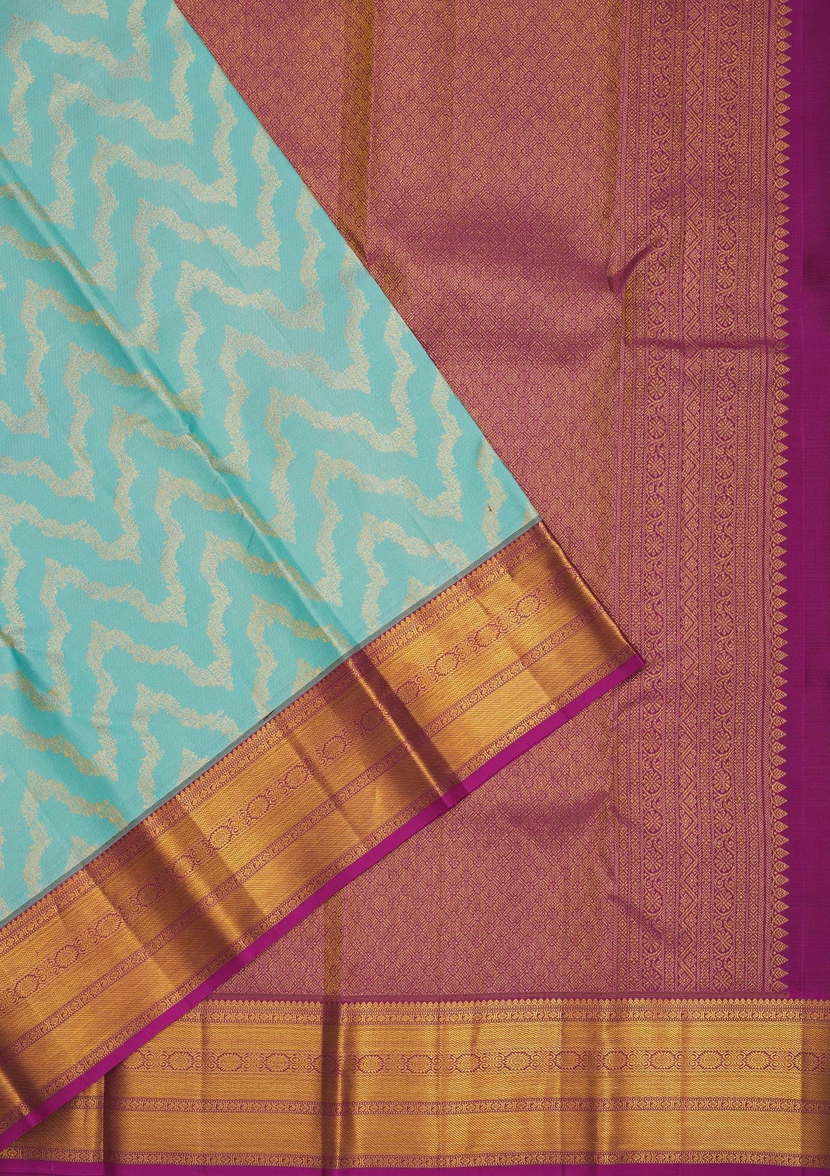 Sky Blue Zariwork Pure Silk Saree