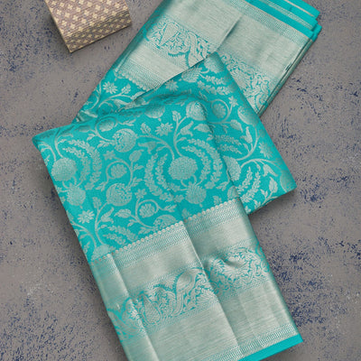 Sky Blue Zariwork Pure Silk Saree