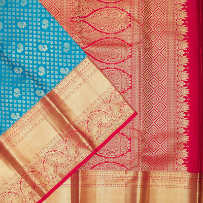 Sky Blue Zariwork Pure Silk Saree