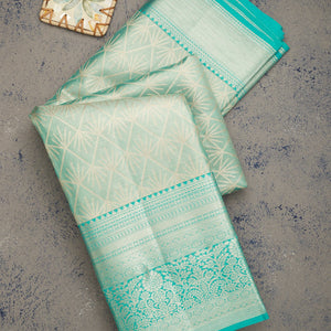 Sky Blue Zariwork Pure Silk Saree
