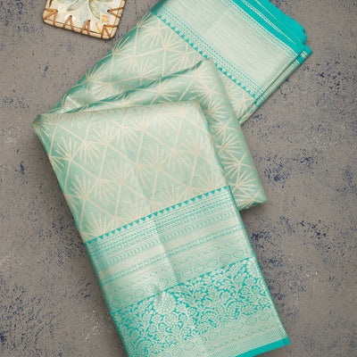 Sky Blue Zariwork Pure Silk Saree