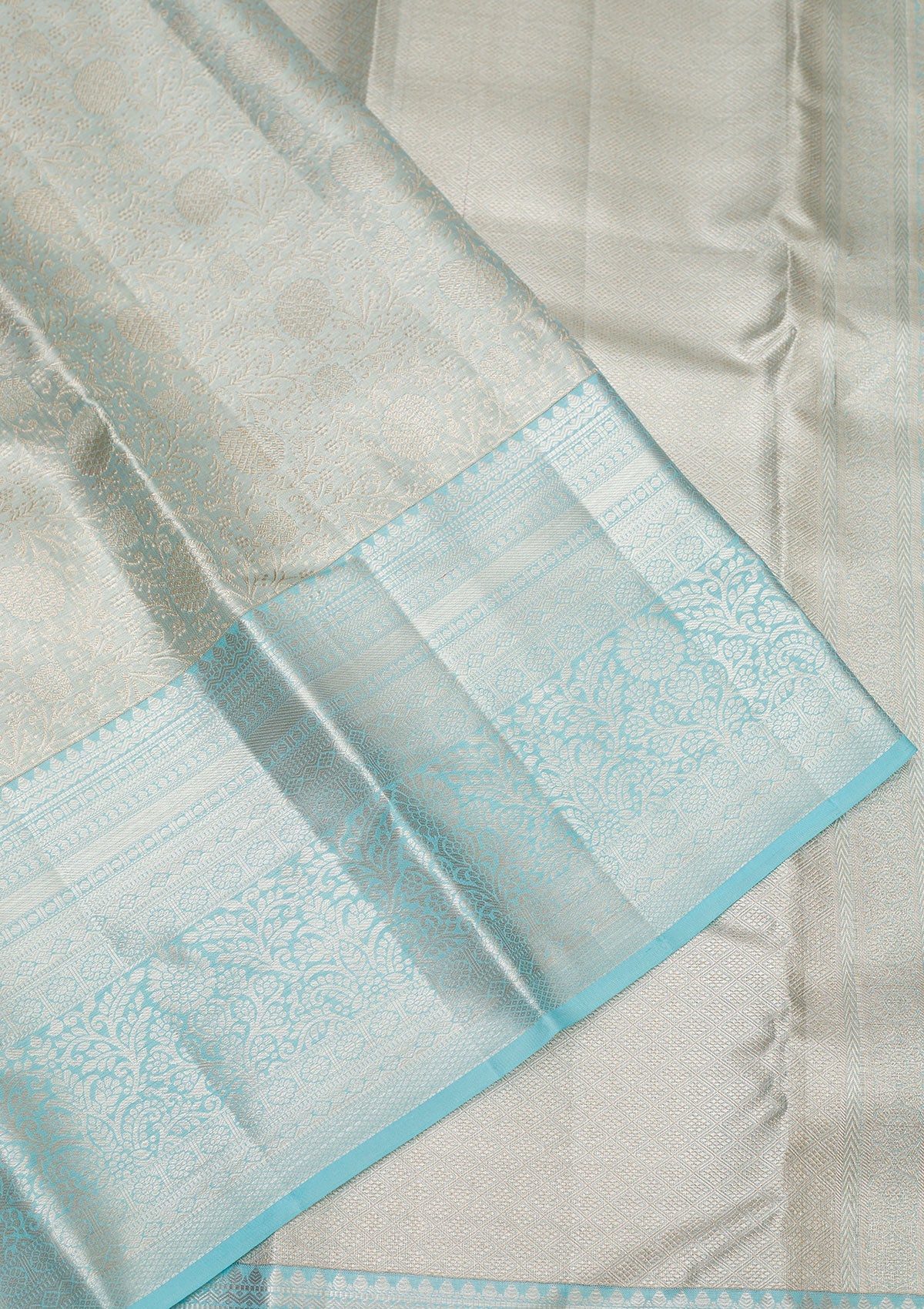 Sky Blue Zariwork Pure Silk Saree