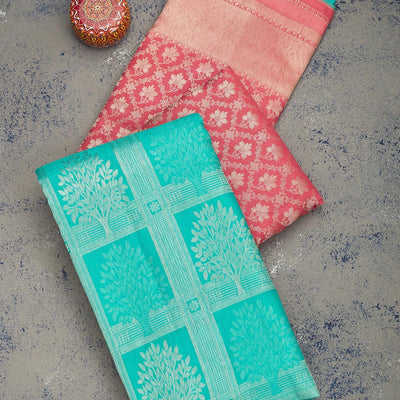 Sky Blue Zariwork Pure Silk Saree