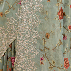 Sky Blue Zariwork Tissue Saree