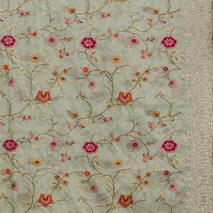 Sky Blue Zariwork Tissue Saree