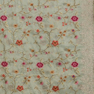 Sky Blue Zariwork Tissue Saree