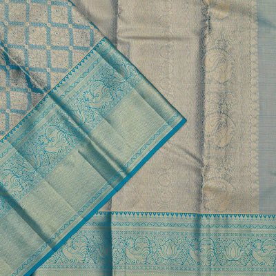 Turquoise Blue Zariwork Pure Silk Saree