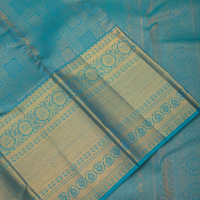 Turquoise Blue Zariwork Pure Silk Saree