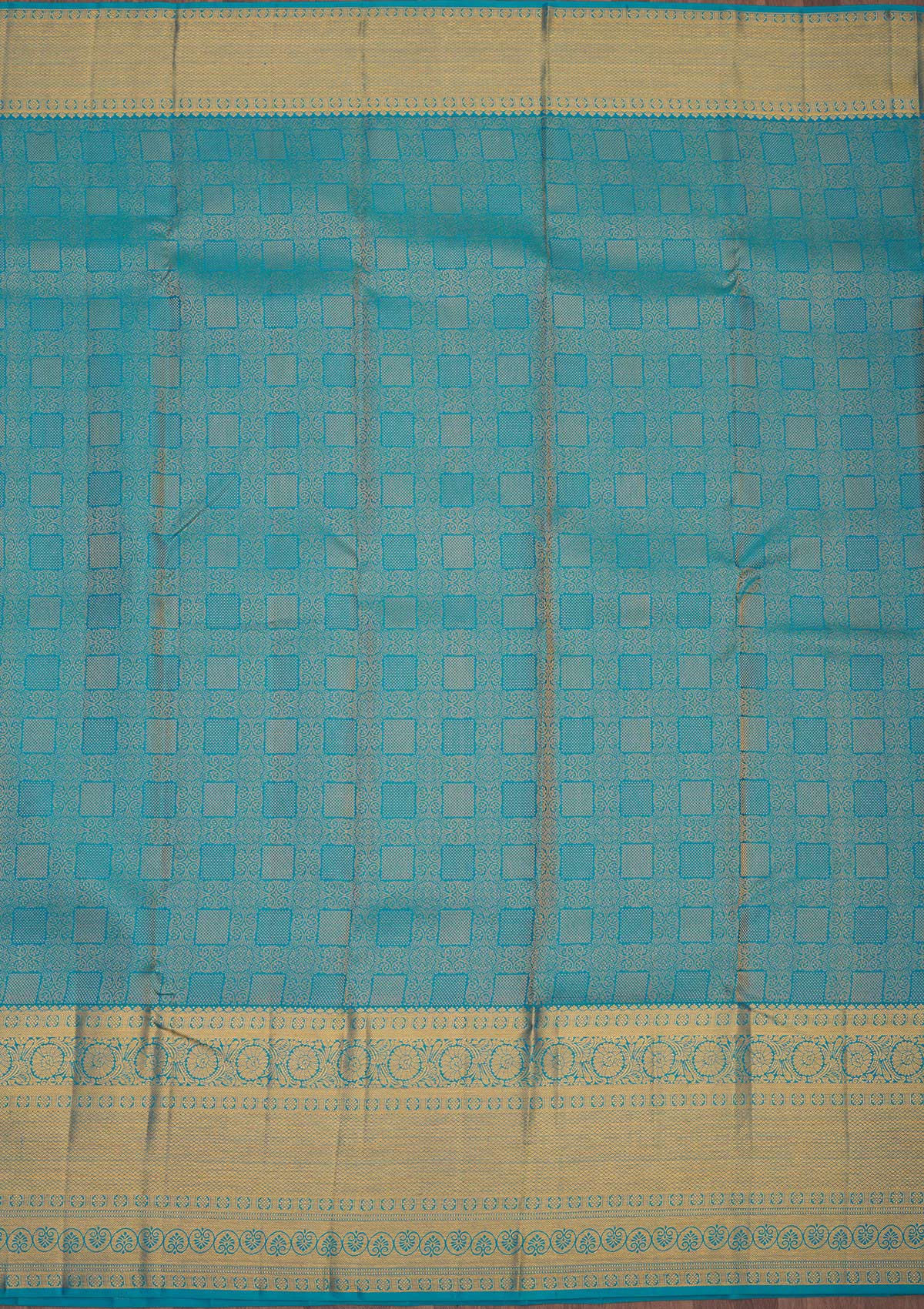 Turquoise Blue Zariwork Pure Silk Saree