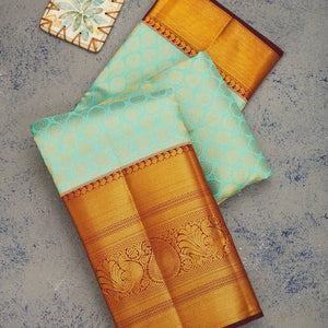 Turquoise Blue Zariwork Pure Silk Saree