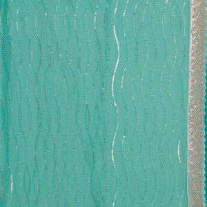 Turquoise Blue Stonework Chiffon Saree