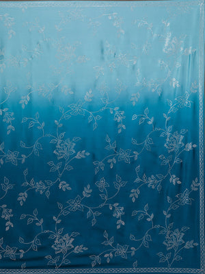 Turquoise Blue Stonework Satin Saree
