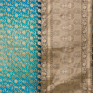 Turquoise Blue Zariwork Georgette Saree