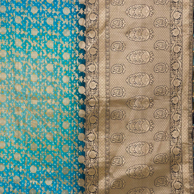 Turquoise Blue Zariwork Georgette Saree