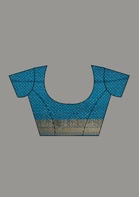 Turquoise Blue Zariwork Georgette Saree