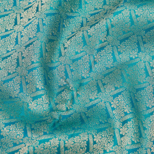Turquoise Blue Zariwork Pure Silk Saree
