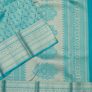 Turquoise Blue Zariwork Pure Silk Saree