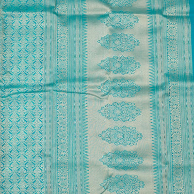 Turquoise Blue Zariwork Pure Silk Saree