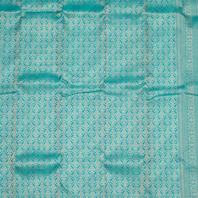 Turquoise Blue Zariwork Pure Silk Saree
