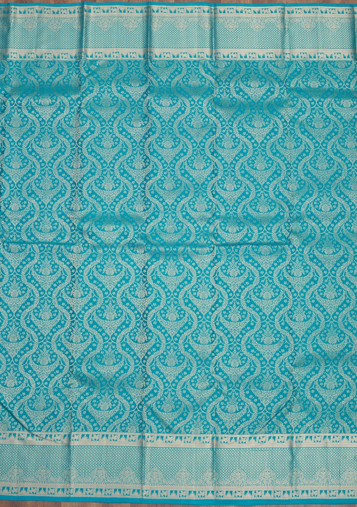 Turquoise Blue Zariwork Pure Silk Saree