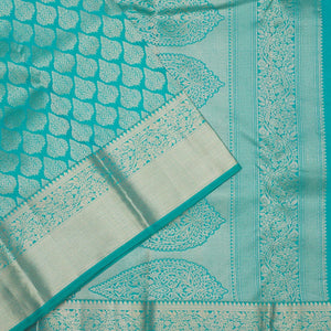 Turquoise Blue Zariwork Pure Silk Saree