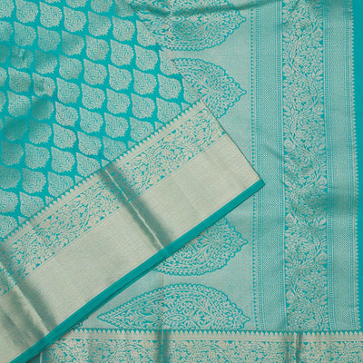 Turquoise Blue Zariwork Pure Silk Saree