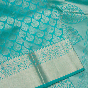 Turquoise Blue Zariwork Pure Silk Saree