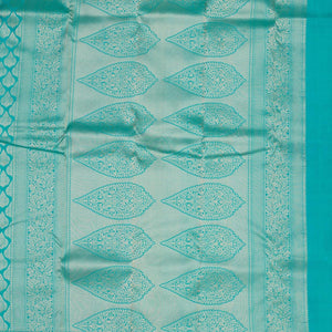 Turquoise Blue Zariwork Pure Silk Saree