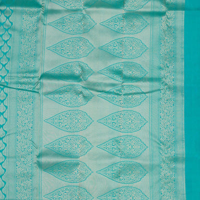 Turquoise Blue Zariwork Pure Silk Saree